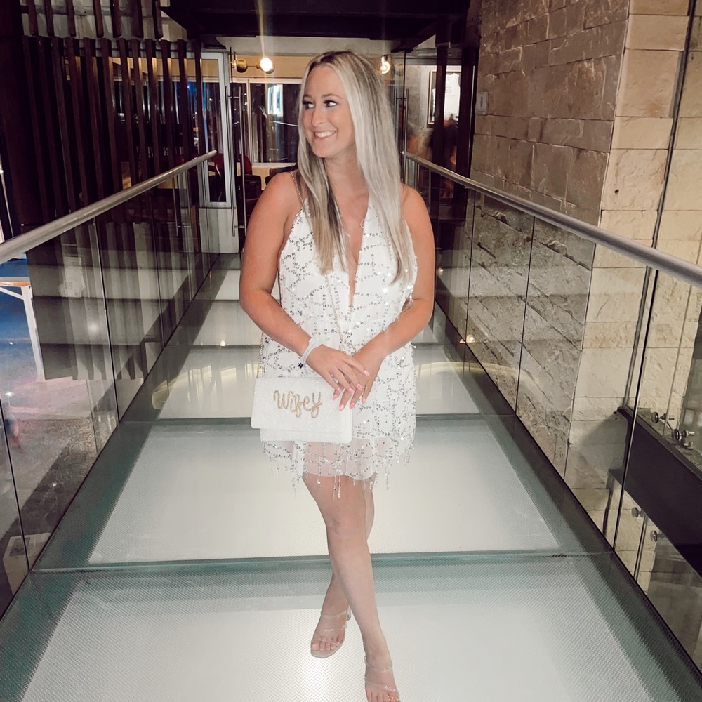 White sequin romper